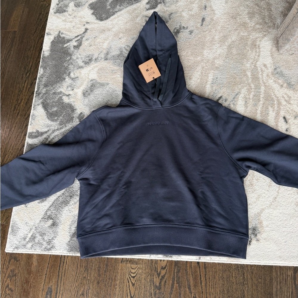 Navy Blue Burberry Talley Women's Hoodie - Picture 3 of 4